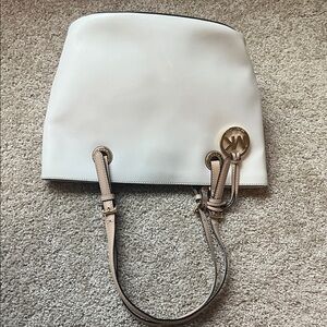Michael Kors Cream Shoulder Bag with Gold Accents